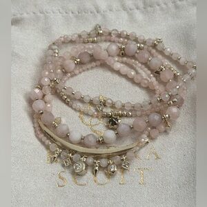 Kendra Scott Supak bracelet set in gold and rose quartz